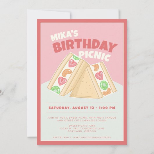 Leuk fruit sandwich picknick verjaardagsfeestje kaart (Voorkant)