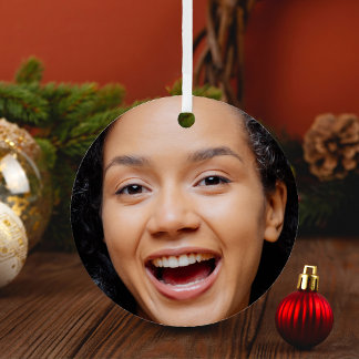 Leuk Full Face Close-up Selfie Foto Kerstmis Metalen Ornament