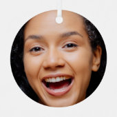 Leuk Full Face Close-up Selfie Foto Kerstmis Metalen Ornament (Voorkant)