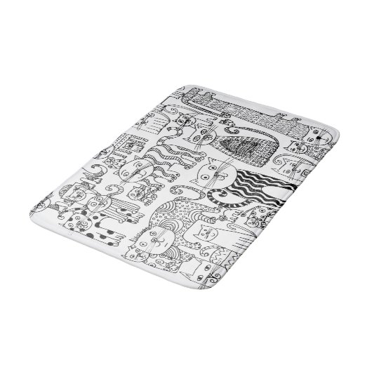 Leuk Fun Zwart en Wit Kitty Kat Badmat (Gekanteld)