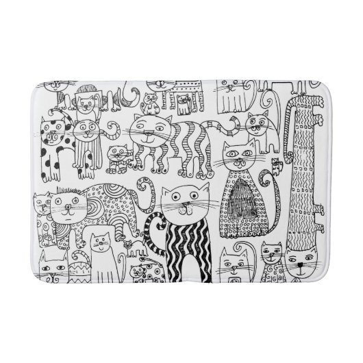 Leuk Fun Zwart en Wit Kitty Kat Badmat (Voorkant)