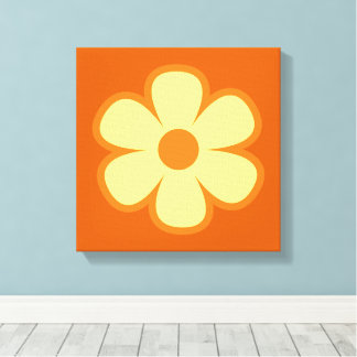 Leuk Funky 60s 70s Retro Bloem Canvas Afdruk