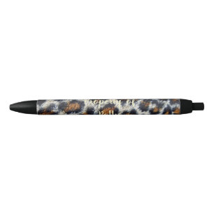 Leuk funky en pluizig luipaard patroon zwarte inkt pen