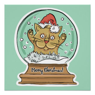 Leuk Funny Christmas Cat poster