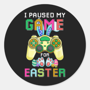 Leuk Gaming Bunny Gamer Egg Paasdag Jongens Kinder Ronde Sticker