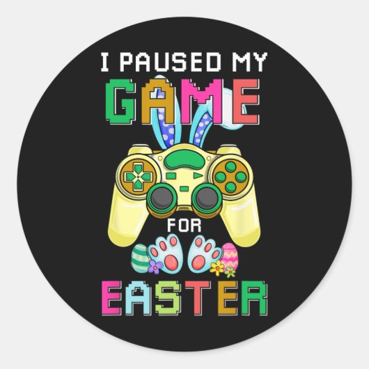 Leuk Gaming Bunny Gamer Egg Paasdag Jongens Kinder Ronde Sticker (Voorkant)