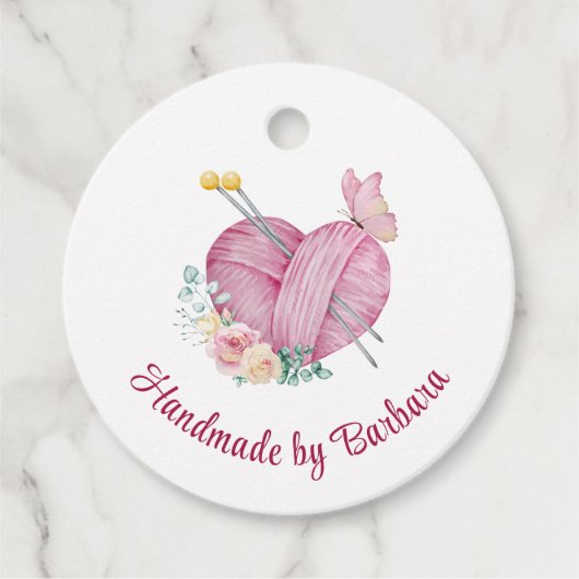 Leuk garen hart breinaalden bedankjes labels (Voorkant)