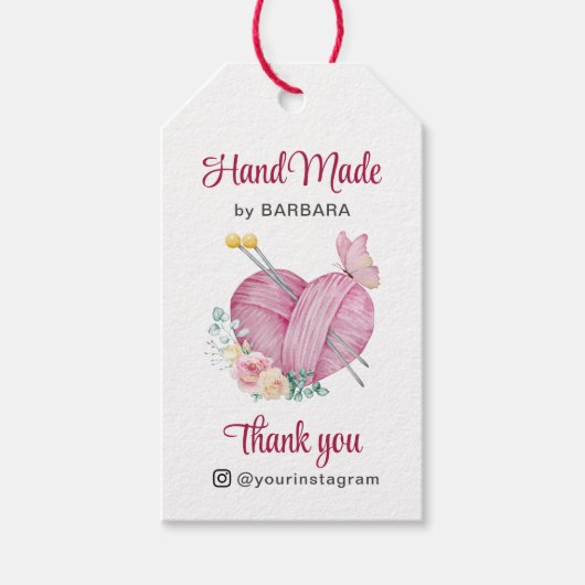 Leuk garen hart breinaalden cadeaulabel (Voorkant)