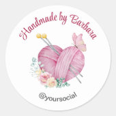 Leuk garen hart breinaalden ronde sticker (Voorkant)