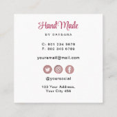 Leuk garen hart breinaalden vierkante visitekaartje (Achterkant)