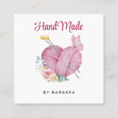 Leuk garen hart breinaalden vierkante visitekaartje (Voorkant)