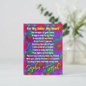 Leuk gedicht voor mijn zus | Gepersonaliseerde blo Briefkaart (Staand voorkant)
