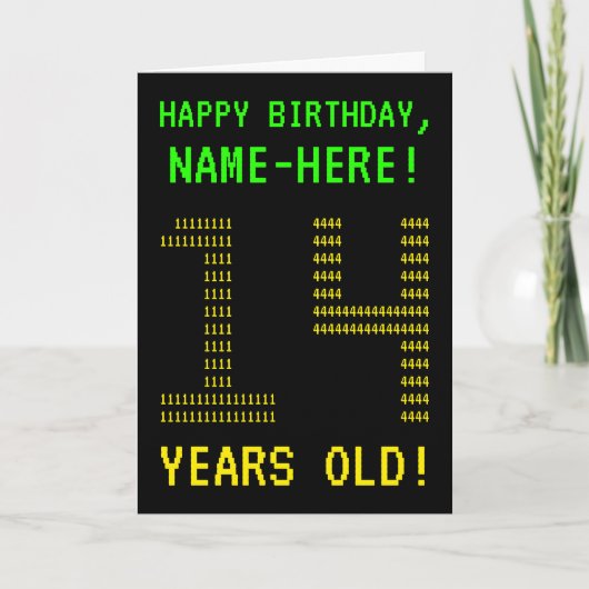 Leuk, Geeky, Nerdy "14 JAAR OUD!" Verjaardag Kaart (Voorkant)