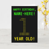 Leuk, Geeky, Nerdy "1 JAAR OUD!" Verjaardag Kaart (Gele Bloem)