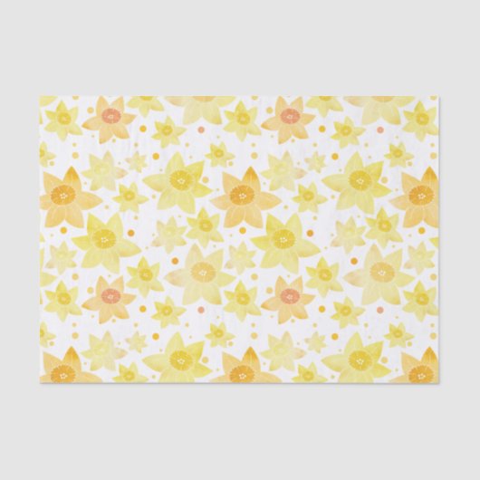 Leuk Geel Aquarel Daffodil & Stippen Patroon Tissuepapier (Voorkant)