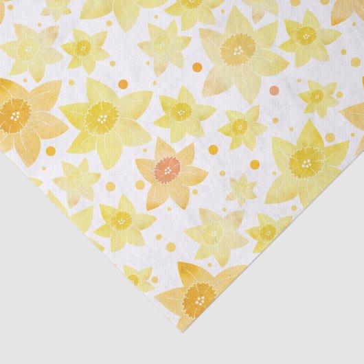 Leuk Geel Aquarel Daffodil & Stippen Patroon Tissuepapier (Detail)
