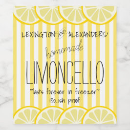 Leuk geel gestreept Limoncello flesetiket | Wijn Etiket