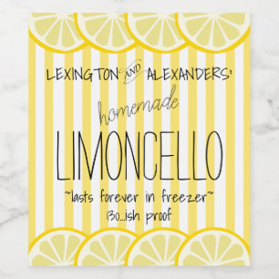 Leuk geel gestreept Limoncello flesetiket Wijn Etiket