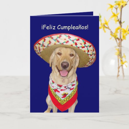 Leuk Geel Laboratorium Feliz Cumpleanos Kaart (Gele Bloem)