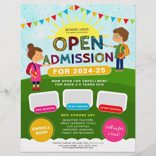 Leuk geïllustreerde school Open toelating invoegen Flyer (Voorkant)