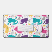 Leuk gekke cartoon katten en bloemmotief bureaumat (Keyboard & Muis)