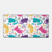 Leuk gekke cartoon katten en bloemmotief bureaumat (Voorkant)