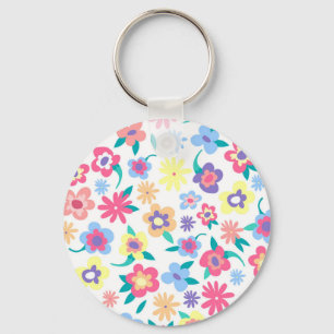 Leuk gekleurd lentebloemenpatroon sleutelhanger