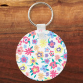 Leuk gekleurd lentebloemenpatroon sleutelhanger (Voorkant)