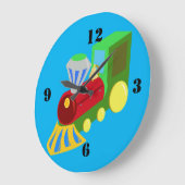 leuk gekleurde speelgoed trein grote klok (Hoek)