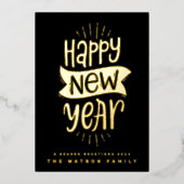 LEUK GELUKKIG NIEUWJAAR 2026 Custom Business Gold Folie Feestdagenkaart (Voorkant)