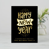 LEUK GELUKKIG NIEUWJAAR 2026 Custom Business Gold Folie Feestdagenkaart (Staand Voorkant)