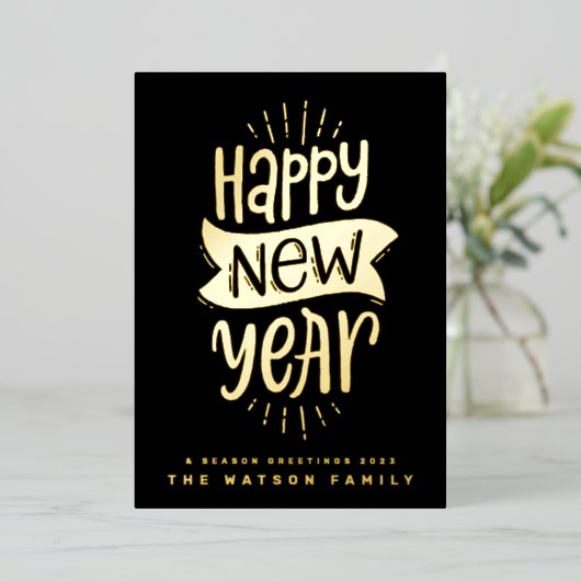 LEUK GELUKKIG NIEUWJAAR 2026 Custom Business Gold Folie Feestdagenkaart (Staand Voorkant)