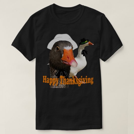 Leuk Gelukkig Thanksgiving Pilgrim Eend Paar In Ko T-shirt (Design voorkant)