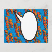 Leuk Gelukkig Verjaardagsfeestje Modern Blauw Comi Uitnodiging Briefkaart (Achterkant)