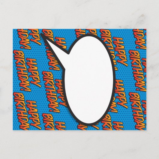 Leuk Gelukkig Verjaardagsfeestje Modern Blauw Comi Uitnodiging Briefkaart (Achterkant)