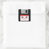 Leuk/Gelukkige Diskette Kawaii Vierkante Sticker (Tas)