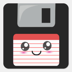 Leuk/Gelukkige Diskette Kawaii Vierkante Sticker
