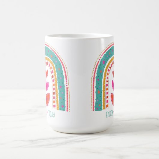 Leuk Geniet vandaag Leuke Regenboog Inspirivity Koffiemok (Center)