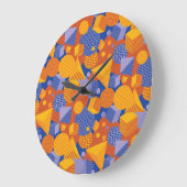 Leuk geometrisch Oranje violette patroon Grote Klok (Hoek)