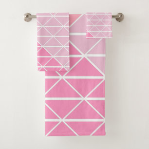Leuk Geometrisch Patroon van Driehoeken in Roze Bad Handdoek