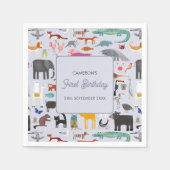 Leuk Gepersonaliseerd Dier Eerste 1e Verjaardag Servet (Voorkant)