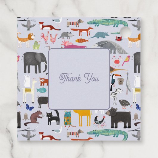 Leuk gepersonaliseerd dierlijk Baby shower dank u Bedankjes Labels (Achterkant)