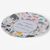 Leuk gepersonaliseerd dierlijk Baby shower Papieren Bordje (Gekanteld)