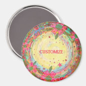 Leuk Gepersonaliseerd Kleurrijke Roze Bloemen Insp Magneet (Voorkant / Achterkant)