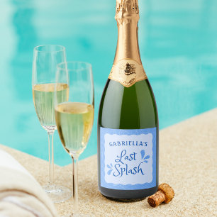 Leuk gepersonaliseerd "Last Splash" vrijgezellenfe Sparkling Wijnetiket