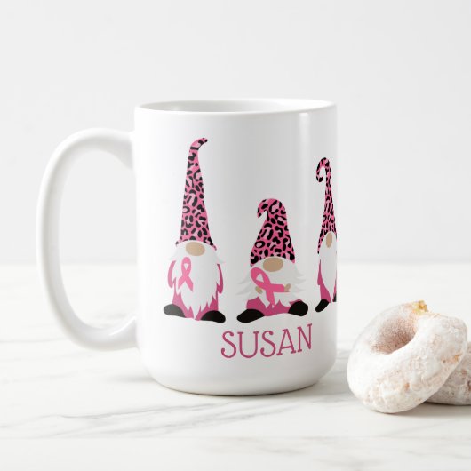 Leuk gepersonaliseerd roze lint koffiemok (Met donut)