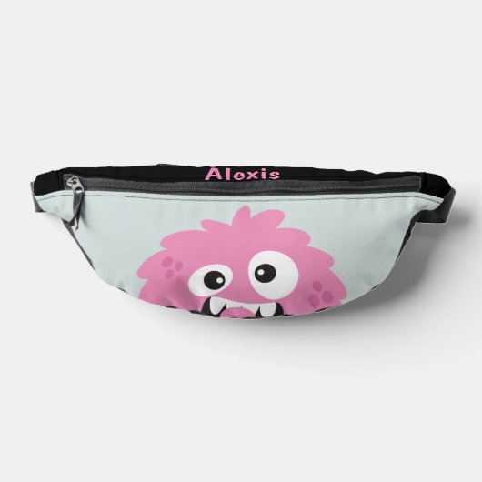 Leuk gepersonaliseerd roze monster Kind Fanny Pack Heuptasje (Liggend)