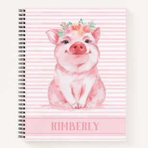 Leuk gepersonaliseerd roze varken notitieboek