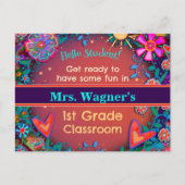 Leuk Gepersonaliseerd Welkom terug op school Bloem Feestdagenkaart (Voorkant)