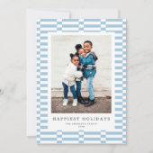 Leuk geruit  Kleur 1 Foto LT BLAUW Feestdagenkaart (Voorkant)